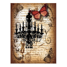 mode vintage de papillon de lustre de fondo carte postale