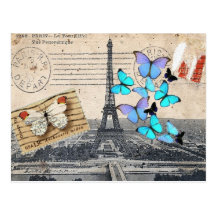 mode vintage de papillon de tour de Paris Effiel Carte Postale