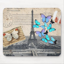 mode vintage de papillon de tour de Paris Effiel Tapis De Souris