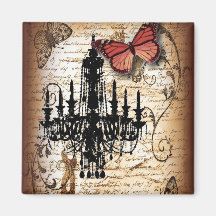 mode vintage girly florale élégante de Paris Magnets Pour Réfrigérateur