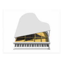 modèle 3D : Piano à queue blanc : Carte Postale