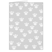 Modèle blanc et gris-clair d'empreinte de patte carte de vœux