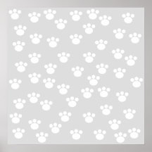 Modèle blanc et gris-clair d'empreinte de patte affiche