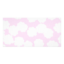 Modèle blanc et rose de nuages cartes de vœux avec photo