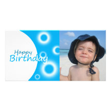 Modèle bleu de carte photo de boules de joyeux ann photocarte customisée