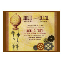 Modèle chaud de mariage de ballon à air de Steampu Invitations Personnalisables