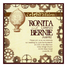 Modèle chaud de mariage de ballon à air de Steampu Invitation Personnalisable
