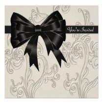 Modèle crème blanc noir d'invitation de partie de  invitations
