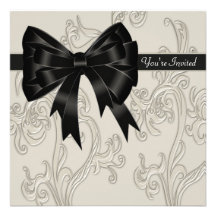 Modèle crème blanc noir d'invitation de partie de 
