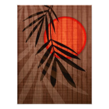 Modèle customisé tropical de lune en bambou et rou impressions photographiques