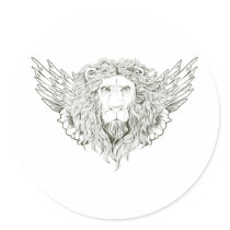 Modèle de cadeau de personnaliser de lions à ailes autocollants