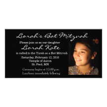Modèle de carte photo de bat mitzvah photocartes