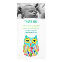 Modèle de carte photo de hibou de bébé de note de  photocarte customisée