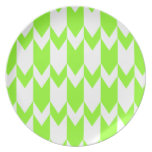 Modèle de Chevron de vert et de blanc de chaux assiettes