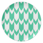 Modèle de Chevron de vert et de blanc de jade assiettes