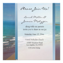 Modèle de faire-part de mariage de plage de destin