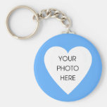 Modèle de Keychain de frontière de coeur - bleu la Porte-clés
