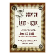 Modèle de mariage d'aviateur de Steampunk Invitation