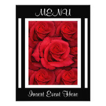 Modèle de menu - roses rouges personnalisables faire-parts