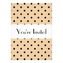 Modèle de point bronzage et noir de polka invitations personnalisées