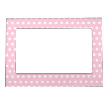 Modèle de pois blanc et rose cadres magnétique