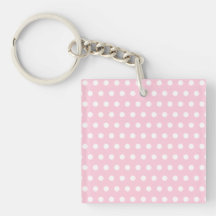 Modèle de pois blanc et rose porte-clés