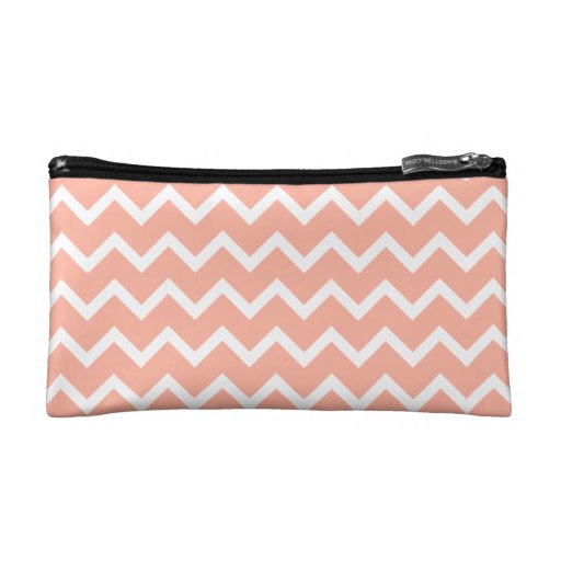 Modèle de zigzag de corail et blanc trousses de toilette