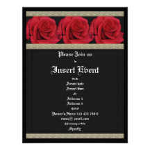 Modèle d'invitations - roses rouges personnalisabl