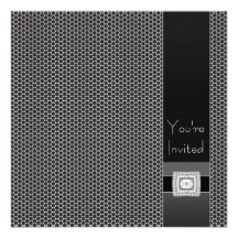 Modèle moderne blanc noir de partie invitations