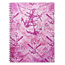 Modèle nautique d'ancre de rockabilly rose carnets
