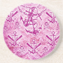 Modèle nautique d'ancre de rockabilly rose dessous de verres