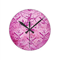 Modèle nautique d'ancre de rockabilly rose horloges murales