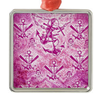 Modèle nautique d'ancre de rockabilly rose ornements