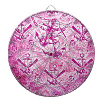Modèle nautique d'ancre de rockabilly rose tableaux de flèchettes