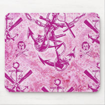 Modèle nautique d'ancre de rockabilly rose tapis de souris