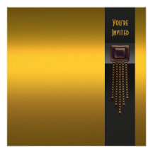 Modèle noir d'invitation de partie d'art déco d'or