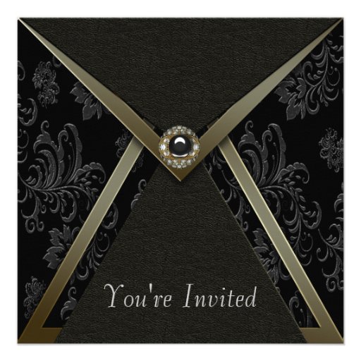 Modèle noir d'invitation de partie de noir d'or de