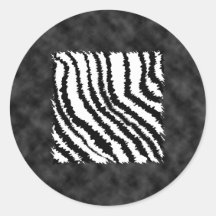 Modèle noir et blanc d'impression de zèbre adhésifs ronds