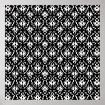 Modèle noir et blanc élégant de damassé affiche