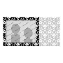 Modèle noir et blanc élégant de damassé photocartes personnalisées