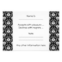 Modèle noir et blanc élégant de damassé invitations