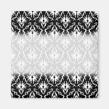 Modèle noir et blanc élégant de damassé magnets pour réfrigérateur