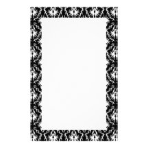 Modèle noir et blanc élégant de damassé papier à lettre customisé
