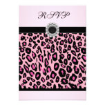 Modèle rose du léopard RSVP Cartons D'invitation