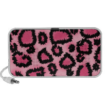Modèle rose et noir d'empreinte de léopard haut-parleur iPhone