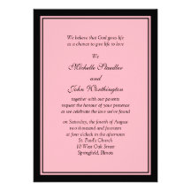 Modèle rose et noir simple de faire-part de mariag