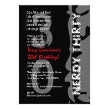 Modèle rouge blanc noir ringard de trente annivers invitations