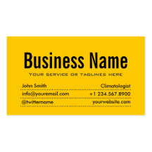 Modern Yellow Climatologist Business Card