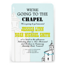 Moderne vintage nous allons au mariage de chapelle cartons d'invitation