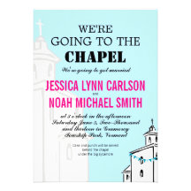 Moderne vintage nous allons au mariage de chapelle invitations